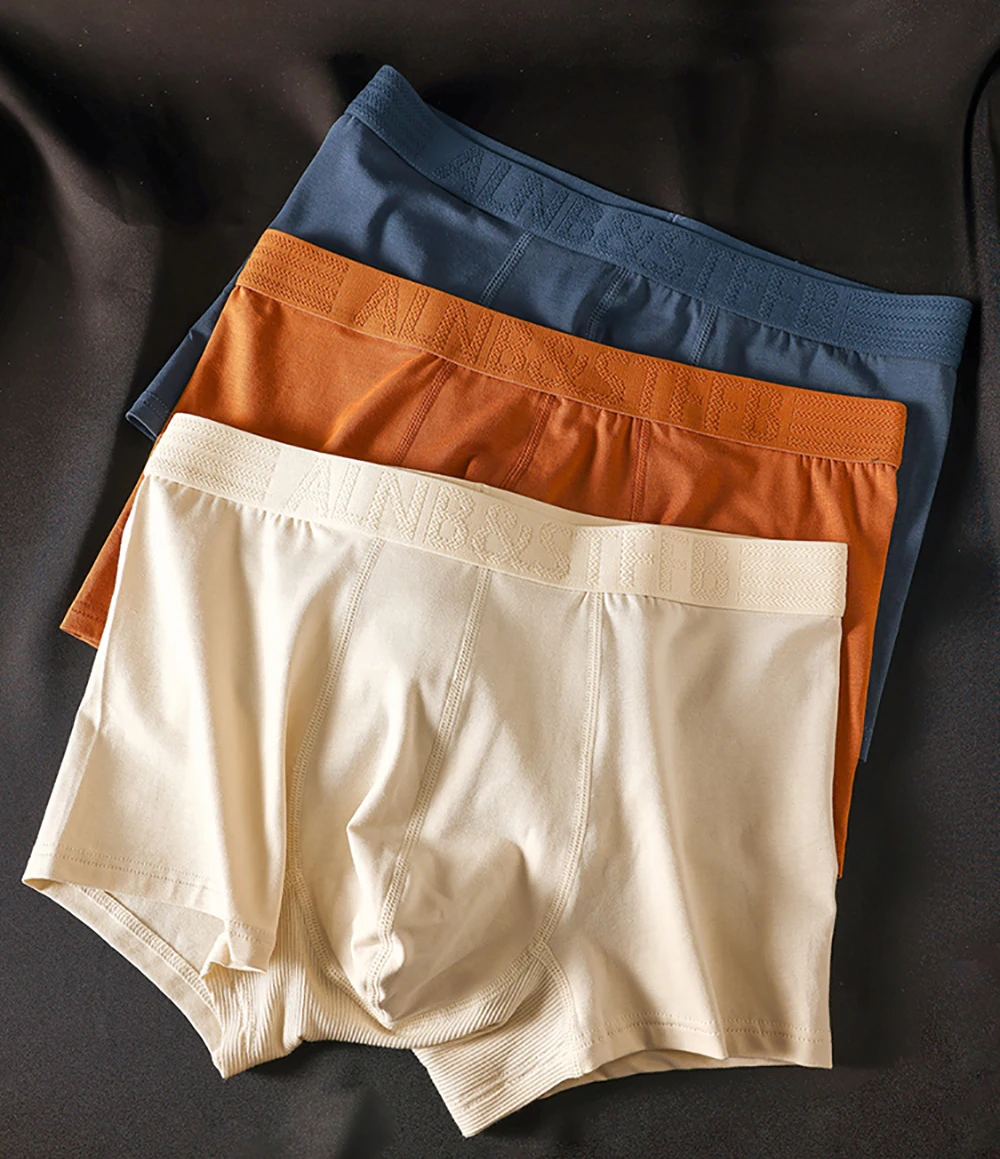 3PCS/Pack 100% Cotton Antibacterial Boxers Hombre Double-layer Breathable Hygroscopic U Pouch Underwear Fashion Men's Panties 3PCS/Pack 100% Cotton Antibacterial Boxers Hombre Double-layer Breathable Hygroscopic U Pouch Underwear Fashion Men's Panties